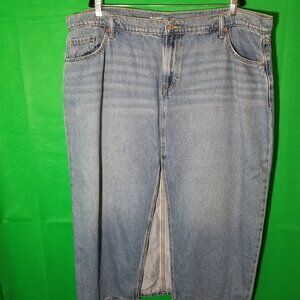 Old Navy Denim Slit Front Midi Skirt 20 Light Wash Cowgirl Rodeo Farm Girl